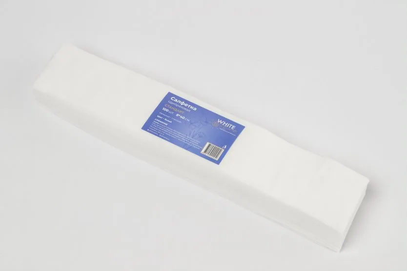Воротнички спанлейс белый 8*40 см (100шт./пачка) White line