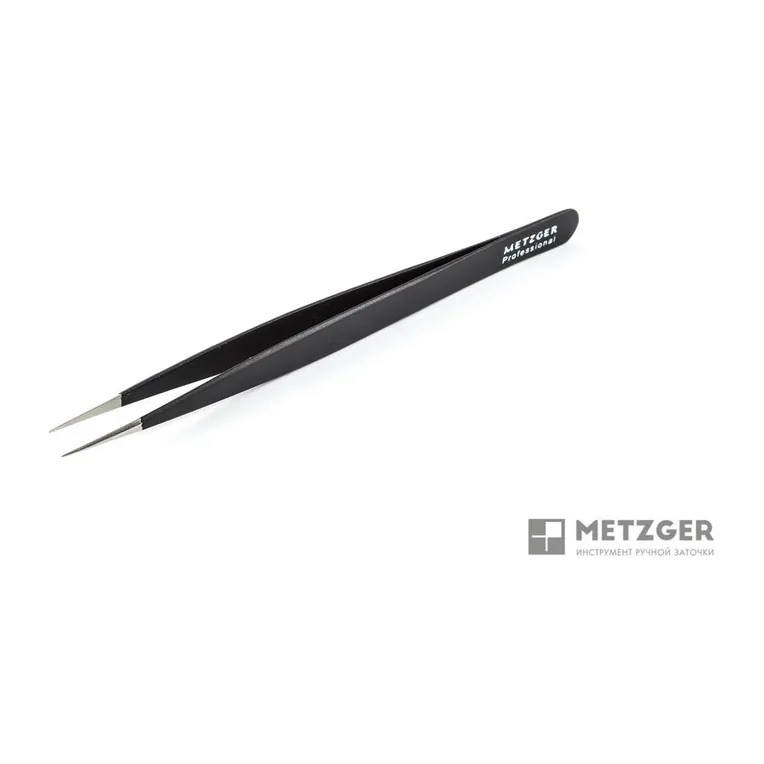 Пинцет PT-6521-BL прямой острый (чёрный) 12.7 см