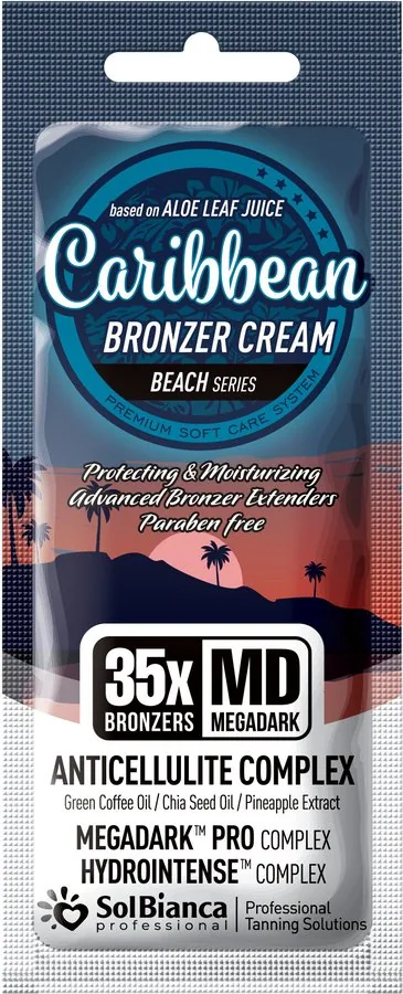 САШЕ Caribbean крем д/загара с маслом кокоса,ягод черники,хлопка 35*bronzer(стар.18*Bronzer) 15мл
