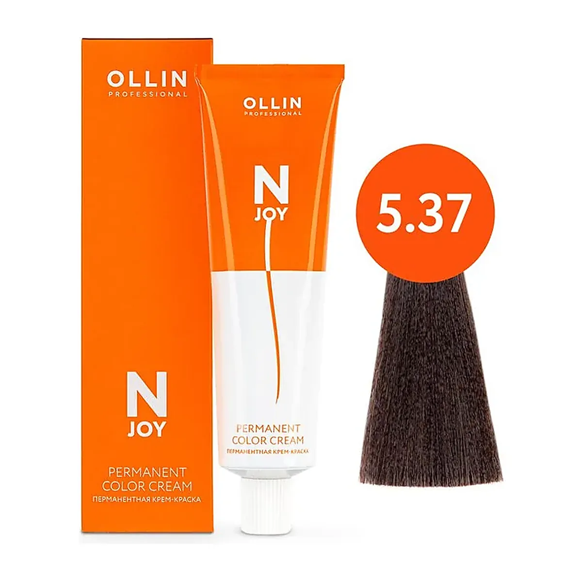 OLLIN "N-JOY" 5/37 – светлый шатен золотисто-коричневый, перманентная крем-краска для волос 100мл
