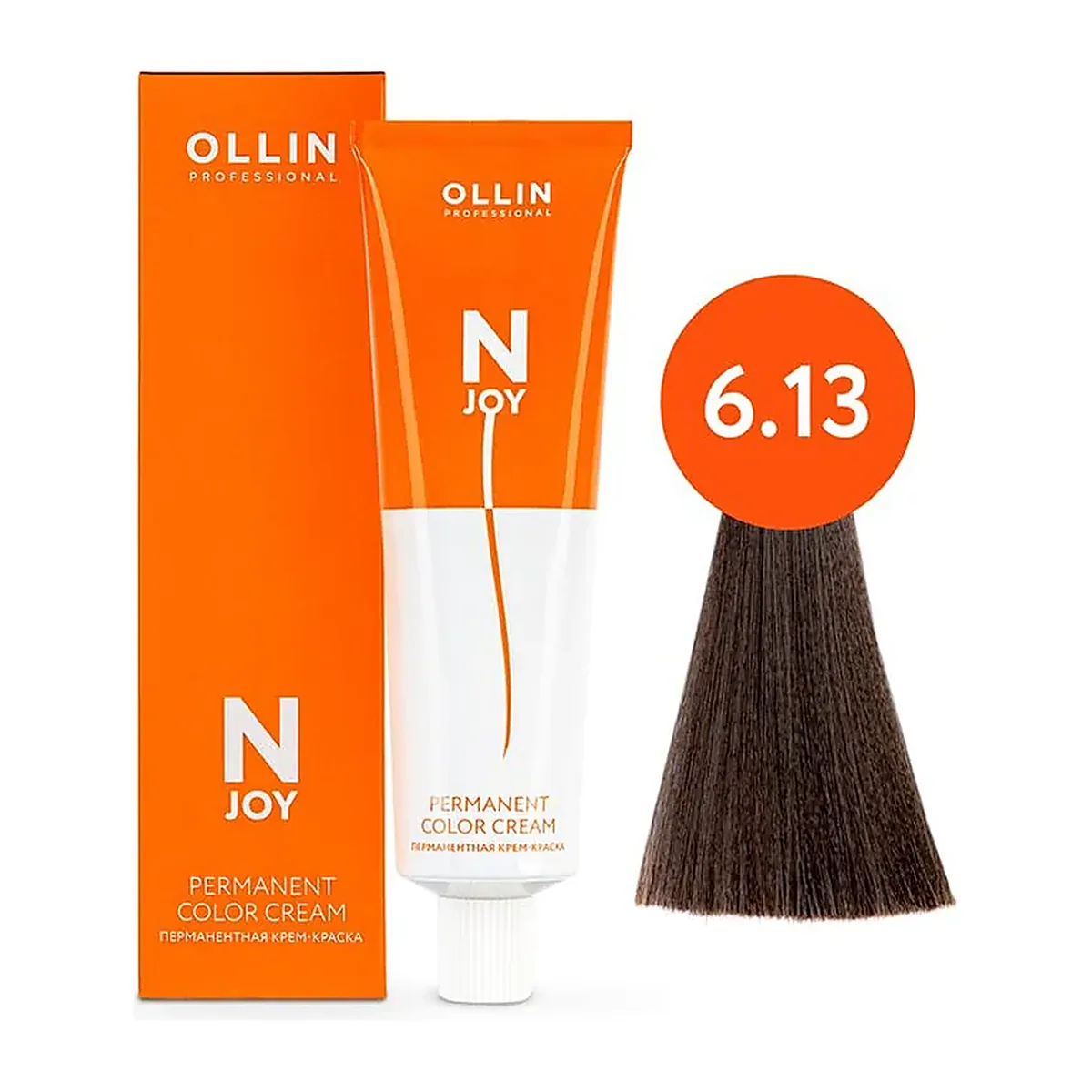 OLLIN "N-JOY" 6/13 – темно-русый пепельно-золотистый, перманентная крем-краска для волос 100мл