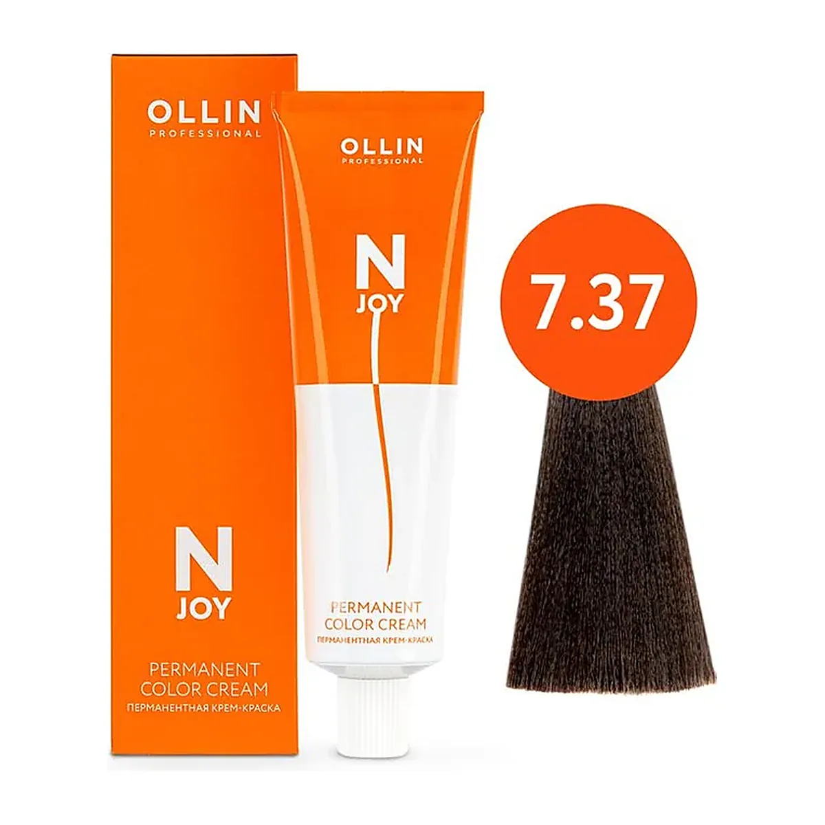 OLLIN "N-JOY" 7/37 – русый золотисто-коричневый, перманентная крем-краска для волос 100мл