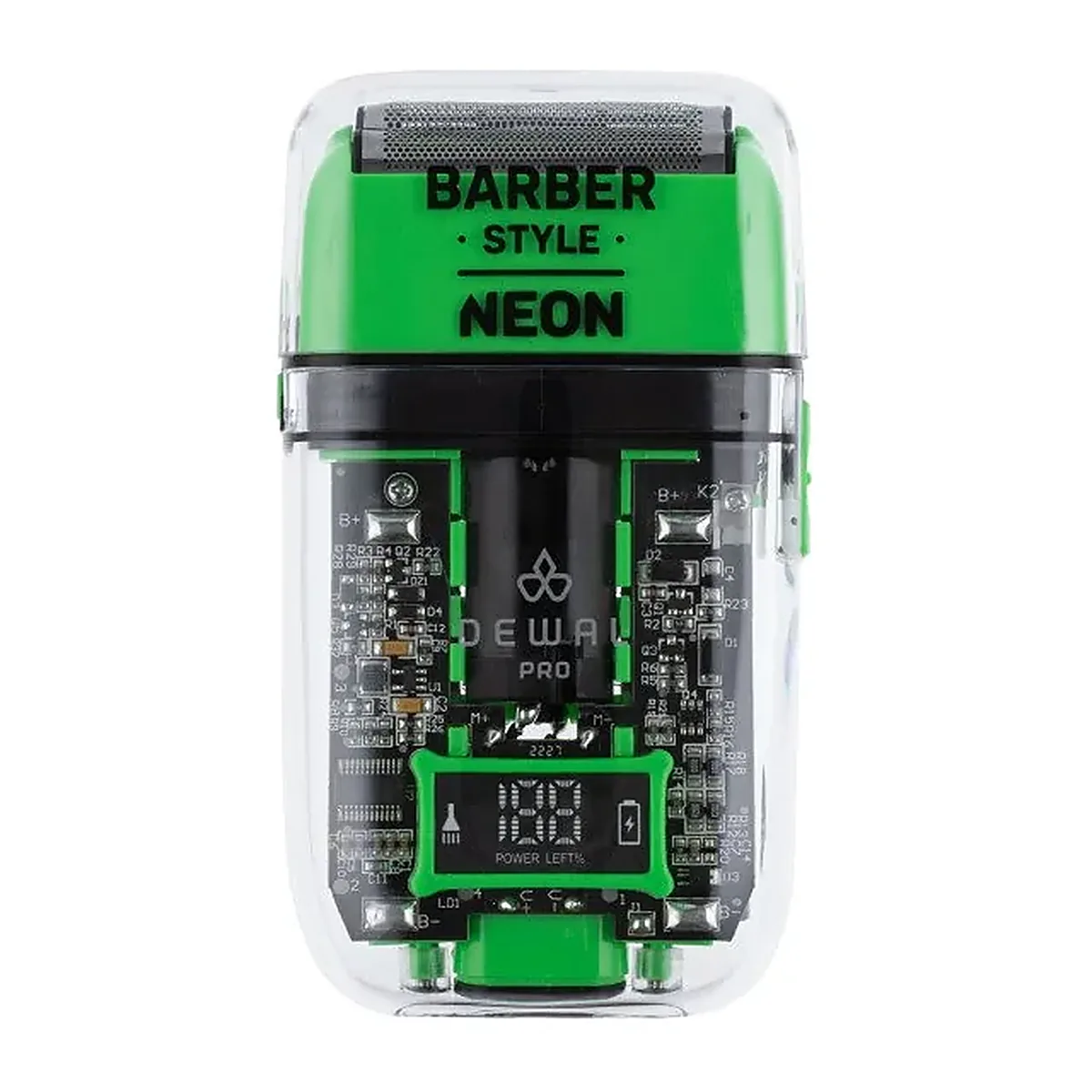Шейвер для проработки контуров/бороды DEWAL PRO BARBER STYLE NEON GREEN ,аккум, 7000об\мин, 2 бр.гол