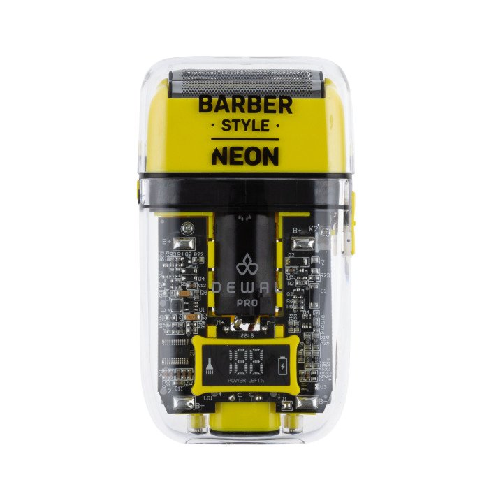 Шейвер для проработки контуров/бороды DEWAL PRO BARBER STYLE NEON YELLOW ,аккум, 7000об\мин,2 бр.гол