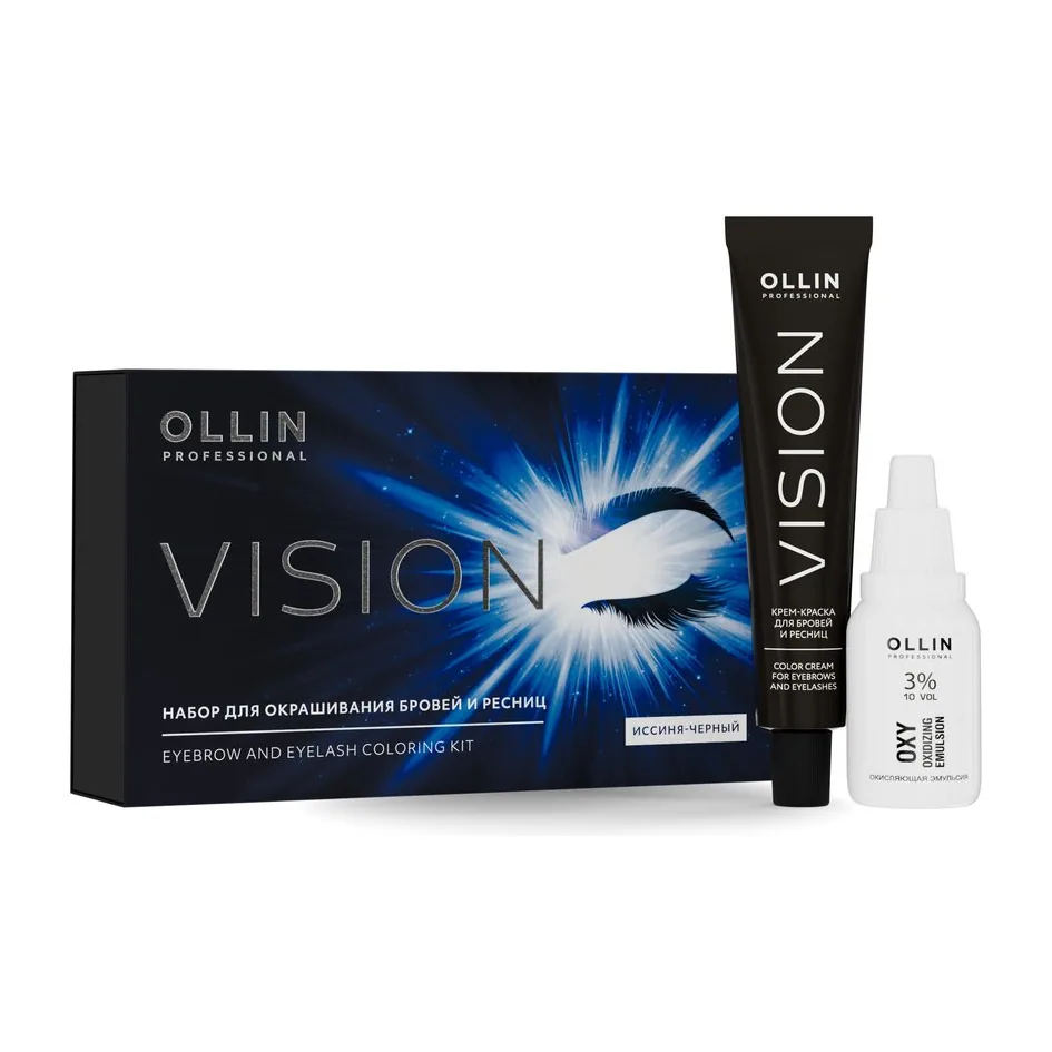 VISION НАБОР для окрашивания бровей и ресниц (Иссиня-черный) OLLIN PROFESSIONAL САЛОНЫ