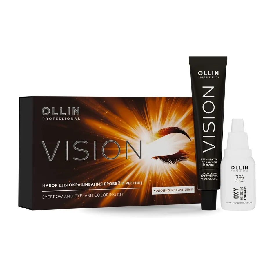 VISION НАБОР для окрашивания бровей и ресниц (Холодно-коричневый) OLLIN PROFESSIONAL САЛОНЫ