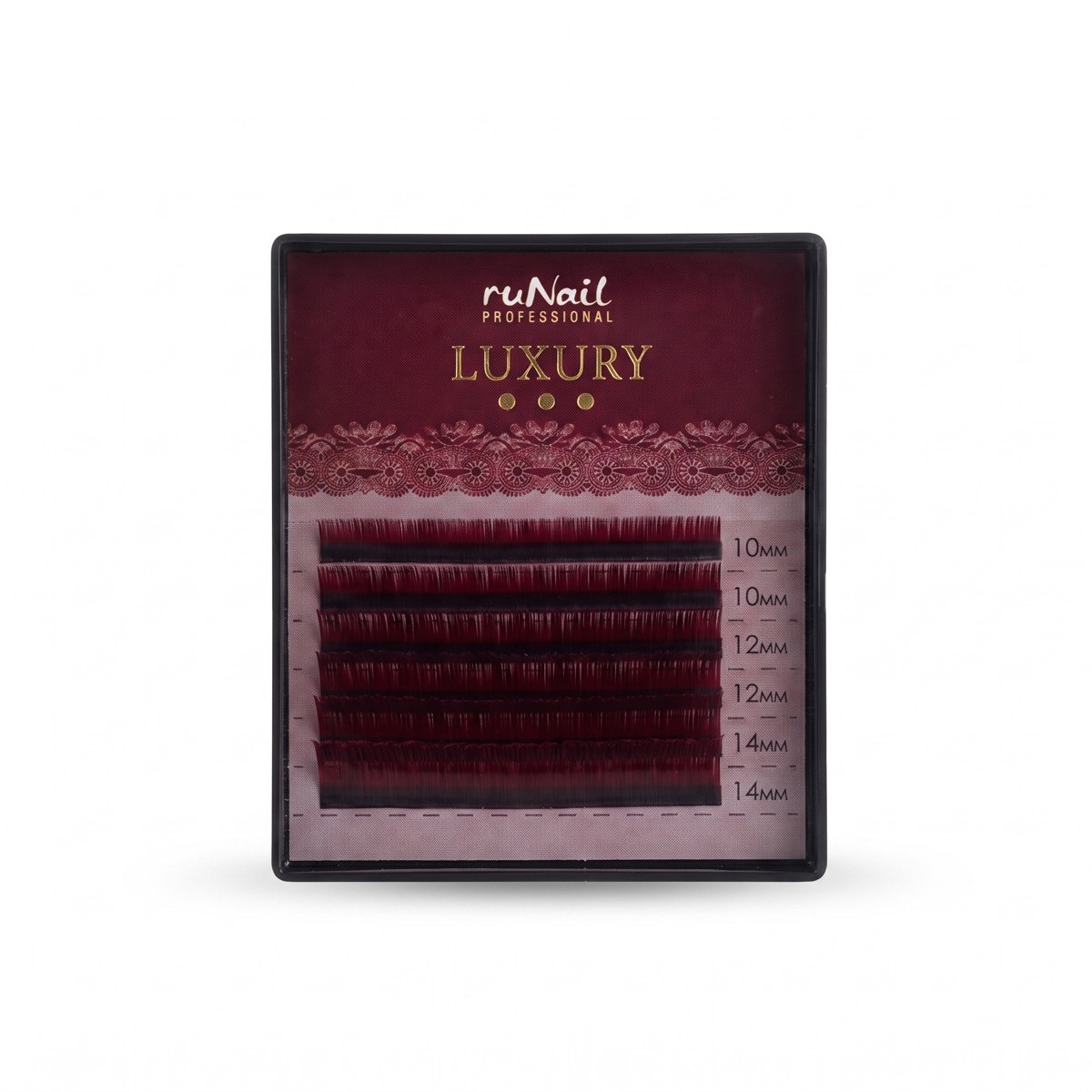 Ресницы для наращивания Luxury, Ø 0,1 мм, Mix C, (№10,12,14), цвет: черно-красный, 6 линий