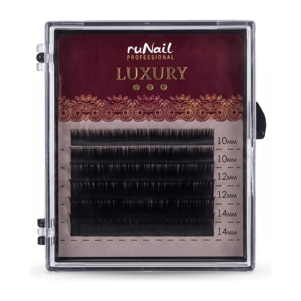 Ресницы для наращивания Luxury, Ø 0,1 мм, Mix C, (№10,12,14), цвет: черно-зеленый, 6 линий
