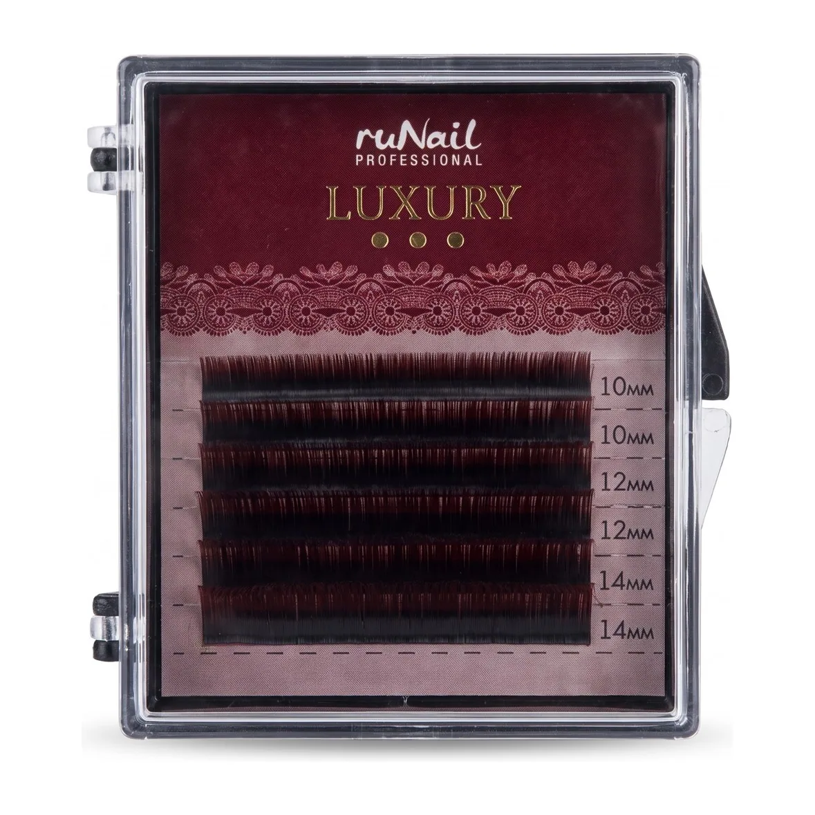 Ресницы для наращивания Luxury, Ø 0,15 мм, Mix C, (№10,12,14), цвет: черно-красный, 6 линий