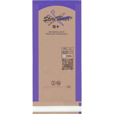 Крафт-пакеты для стерилизации 100*200мм с QR-кодом (100шт в уп) STERI TIMER (BENOVY)