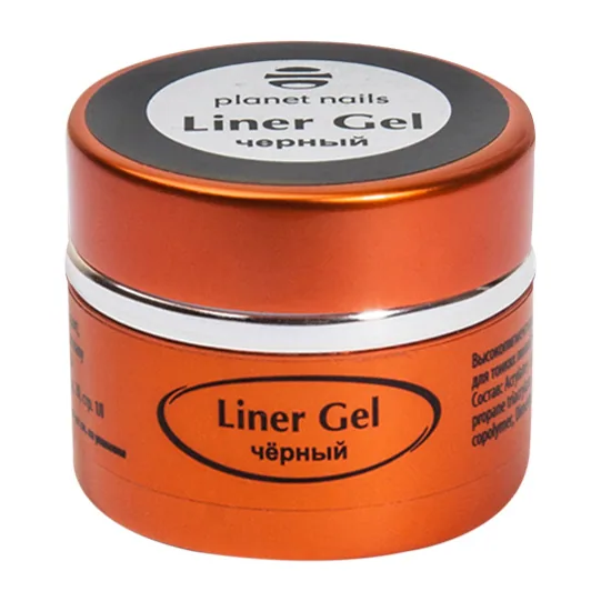 Гель-краска для тонких линий Planet Nails - Liner Gel черная 5г