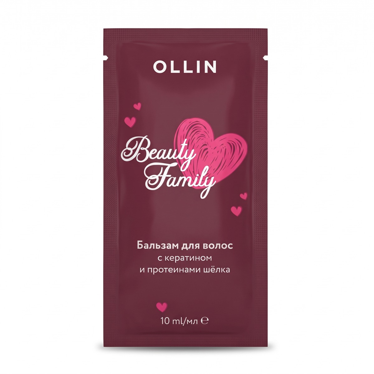 OLLIN BEAUTY FAMILY_САШЕ Бальзам для волос с кератином и протеинами шёлка 10мл