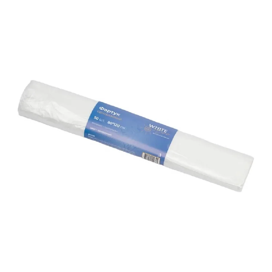 Фартук полиэтилен прозрачный 80*120 White line 50 шт. РУЛОН+