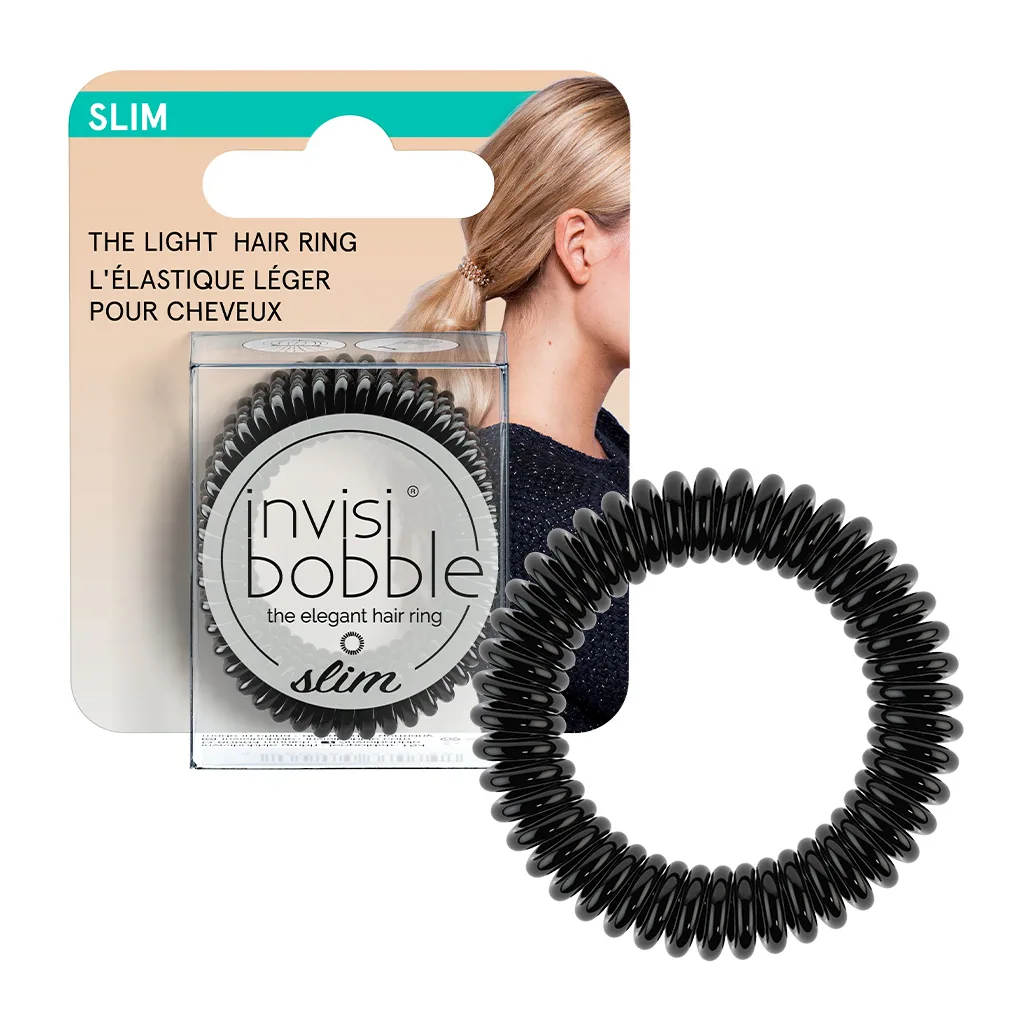 Резинка-браслет для волос Invisibobble SLIM True Black (с подвесом)