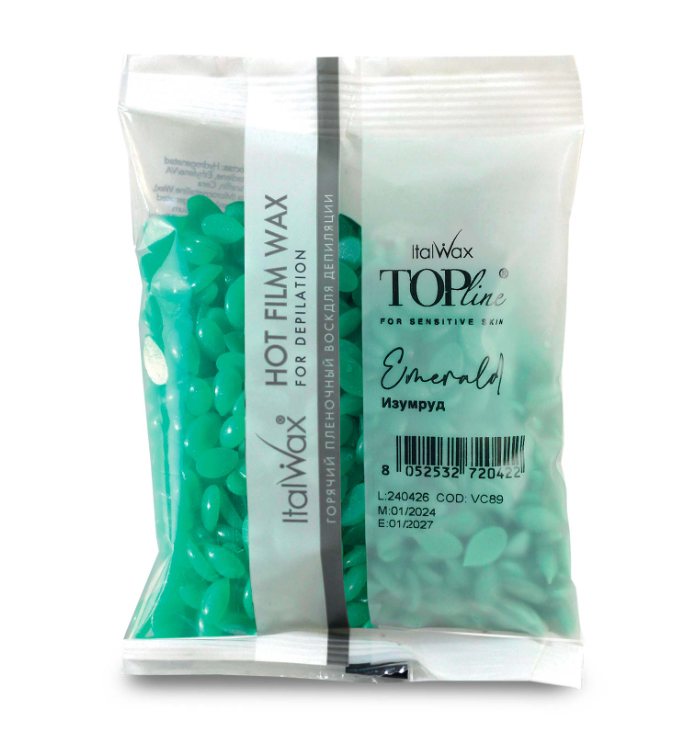 Воск горячий (пленочный)  ITALWAX Top Line Emerald (Изумруд) гранулы 100гр промо МАРКЕТЫ