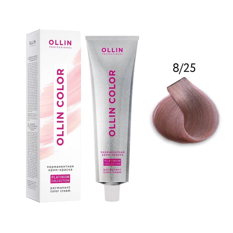 100 млл OLLIN COLOR 8/25 светло-русый фиолетово-махагоновый крем-краска  Platinum collection