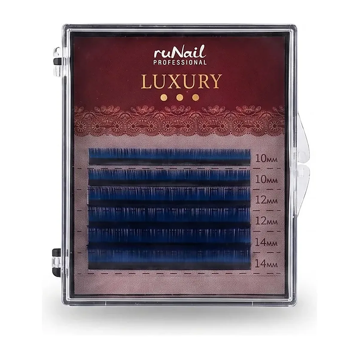 Ресницы для наращивания Luxury, Ø 0,15 мм, Mix C, (№10,12,14), цвет: черно-синий, 6 линий