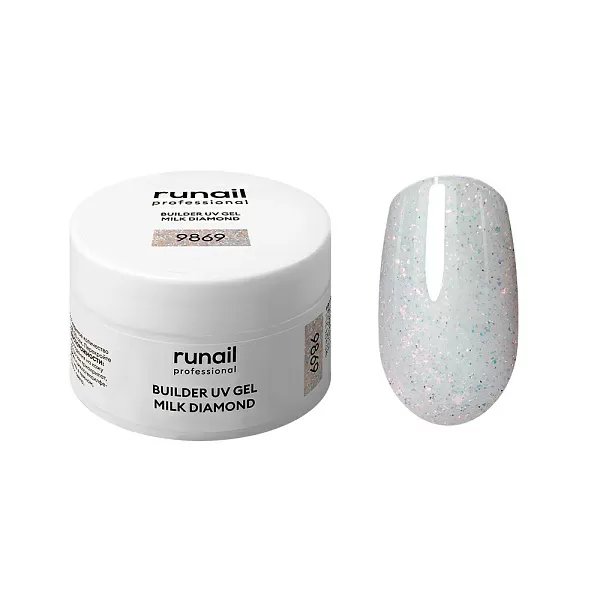 Моделирующий УФ-гель светоотражающий BUILDER UV GEL MILK DIAMOND, 15г №9869