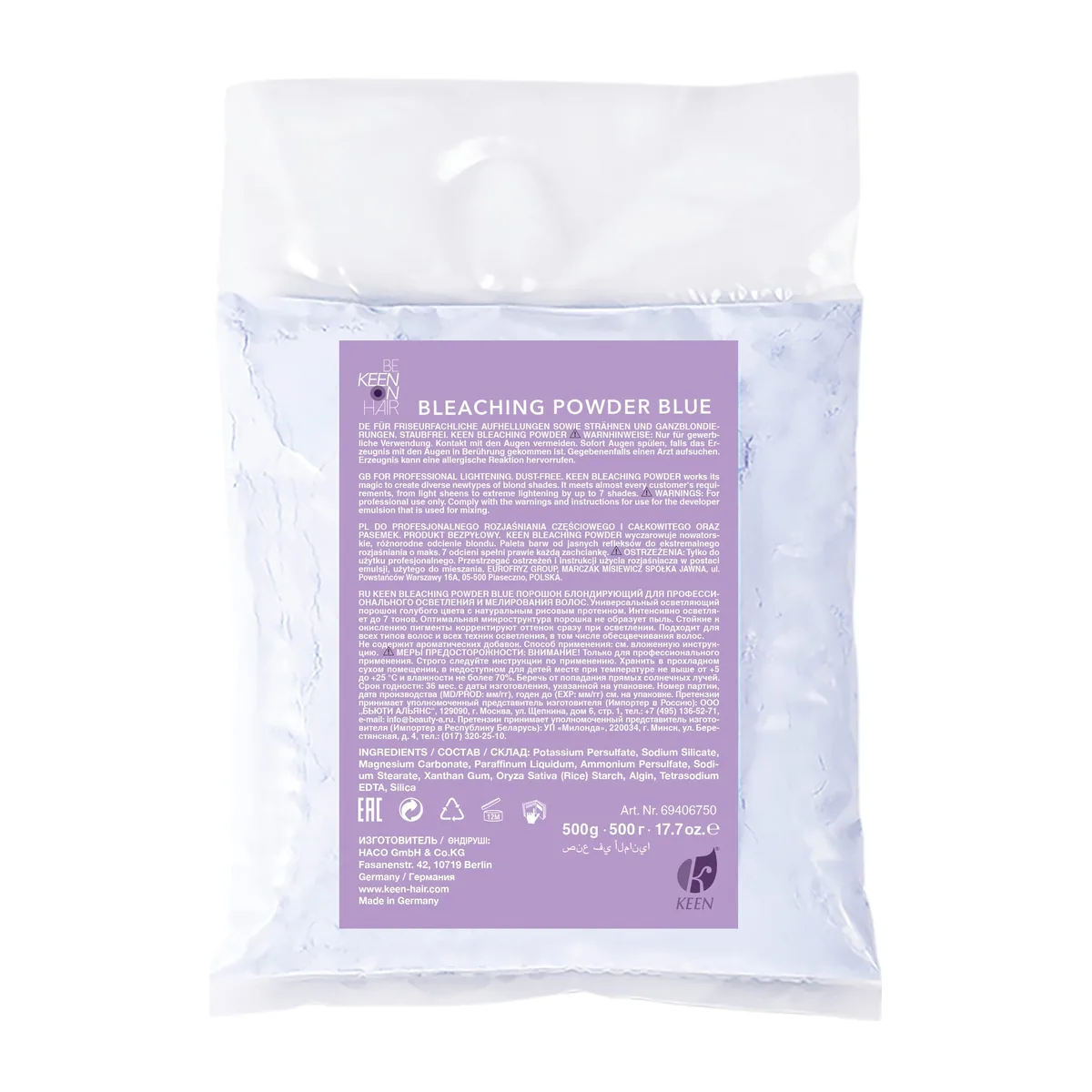 Блондирующий порошок KEEN BLEACHING POWDER ГОЛУБОЙ (пакет), 500 г