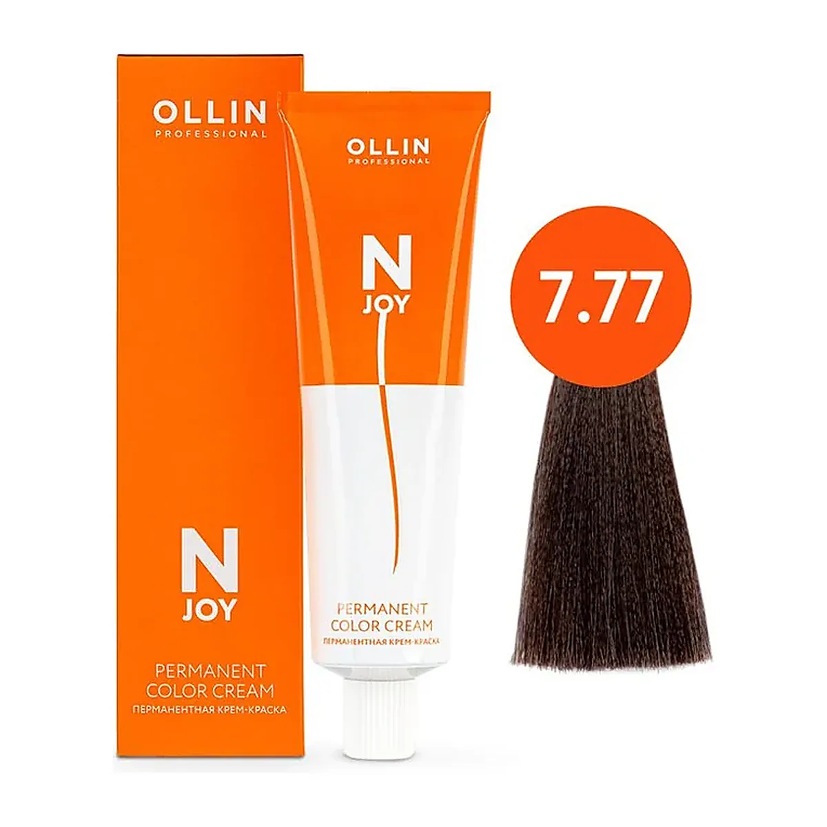 OLLIN "N-JOY" 7/77 – русый интенсивно-коричневый, перманентная крем-краска для волос 100мл