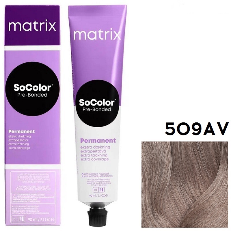 MATRIX SOCOLOR beauty 509 AV Очень светлый блондин пепельно-перламутровый 90 мл