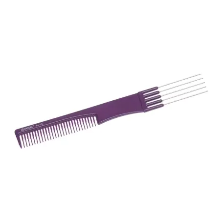Расческа Dewal Beauty для начеса с металлическими зубцами, фиолетовая 19,0 см