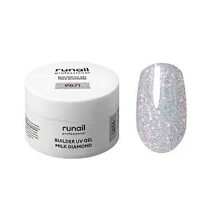 Моделирующий УФ-гель светоотражающий BUILDER UV GEL MILK DIAMOND, 15г №9871